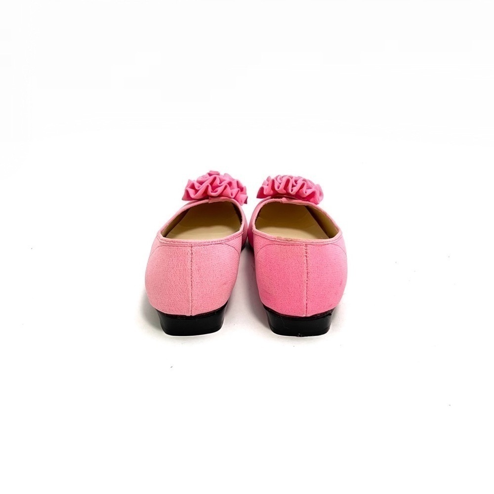 Vintage 1960s vegan pink fabric rosette flats - Picture 7 of 9